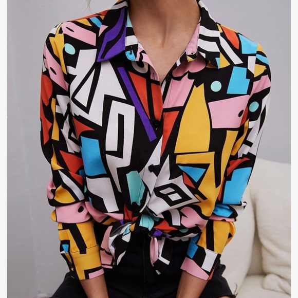 Abstract big dart button up - Picture 6 of 6